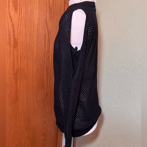 BCBGeneration black open shoulder long sleeve open holes sweater. Size large - Picture 6 of 6